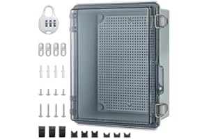 ESTVIIG Scatola di giunzione impermeabile IP65, scatola di giunzione da parete, in ABS per la protezione di ciabatta, armadio di controllo trasparente esterno con accessori per il montaggio a parete e