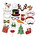 Produktbild Veewon Weihnachten Fotorequisiten & Fotoaccessoires für Xmas Party Supplies 17pcs DIY Kit Fotoautomat Brille Schnurrbart rote Lippen Deer Horn Weihnachtsmann Hut (Set B)