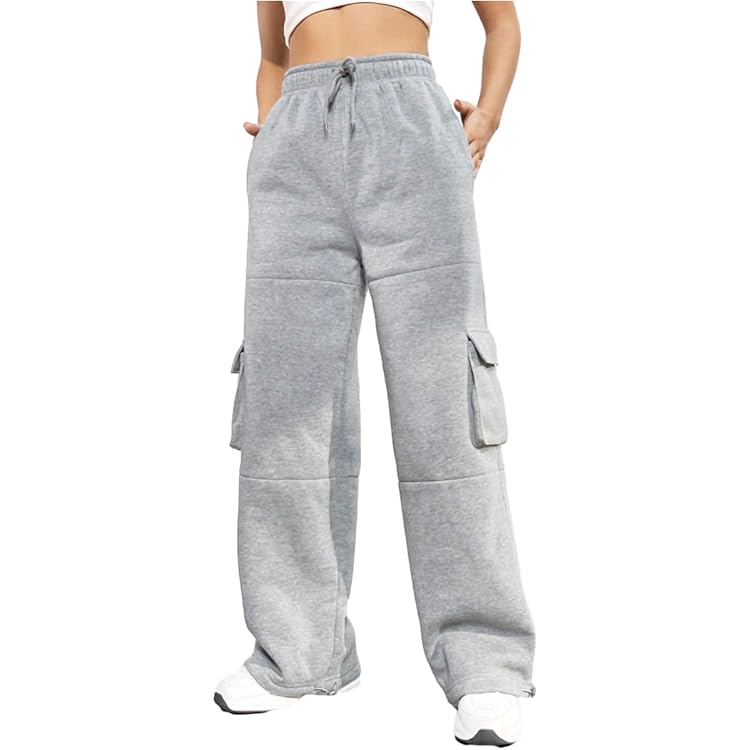 SHEKINI Pantalon Cargo Femme Taille Haute Grande Taille - Pantalon Été Léger Baggy Avec Poches, S-4XL