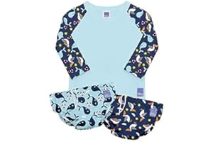 Bambino Mio, Reusable Swim Set NAUTCAL, 6-12 Months - 2 Swim Nappies and Rash Vest Top, Baby and Toddler, Sun Protection UPF40+