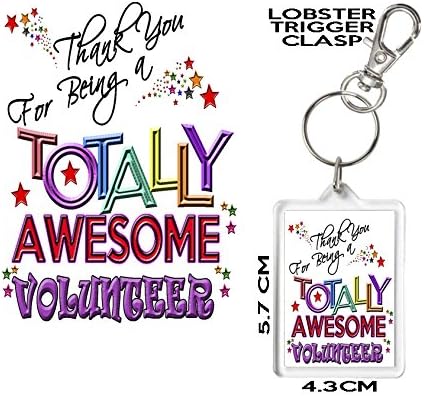 Volunteer Gift Keyring. Thank You for Being A Totally Awesome Volunteer. Can Be Personalised.