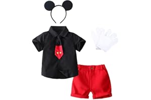 Lito Angels Kostium Myszki Miki Fantazyjny strój do przebierania się z uszami myszy opaska na głowę i białe rękawiczki dla niemowląt i dzieci chłopców