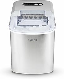H.Koenig Eiswürfelbereiter KB14, 12kg in 24h, 2 Eiswürfelgrößen, Automatisch, Elektrisch, Kompakt, Tragbar, Leise 2,1L, Schneller Eiswürfel, Fertig in 13min, Eiswürfelschaufel