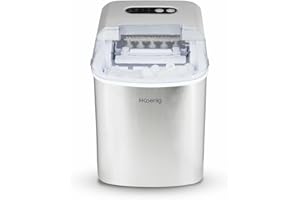 H.Koenig Eiswürfelbereiter KB14, 12kg in 24h, 2 Eiswürfelgrößen, Automatisch, Elektrisch, Kompakt, Tragbar, Leise 2,1L, Schneller Eiswürfel, Fertig in 13min, Eiswürfelschaufel