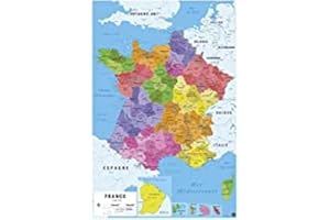 Grupo Erik Map of France Poster - 36 x 24 inches / 91.5 x 61 cm - Shipped Rolled Up - Cool Posters - Art Poster - Posters & Prints - Wall Posters