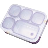 Vagonlife Bento 1000ml Lunchbox Single Storey 5 Compartment Steel Lunch Box Dining Box (Purple)