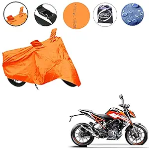 Auto Pearl Oragne Matty Bike Body Cover with Mirror Pockets Buckle Belt for - KTM 250 Duke