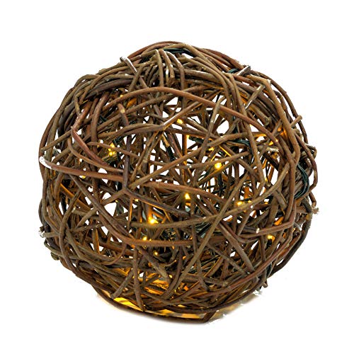 Floranica Beleuchtete Weidenkugel mit 40 für den Inennbereich geeigneten batteriebetriebenen LED Leuchten Dekokugel aus Weide Weidenball Rebenkugel in 5 Verschiedenen Größen, Durchmesser:40cm