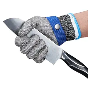 ThreeH Cut Resistant Gloves Stainless Steel 316L Wire Mesh Butcher Gloves Level 5 Protection Working Glove GL09 XS(One piece)