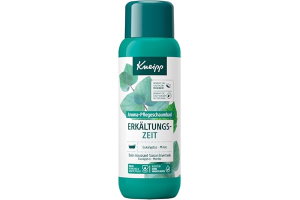 Kneipp Bain moussant aromatique pour le rhume - Additif pour le bain aux huiles essentielles naturelles d'eucalyptus et de menthe - Soin doux de la peau - Effet aromacologique pour un meilleur