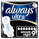 Always Ultra Secure Night Sanitary Towels with Wings - Single Pack (9 Pads)