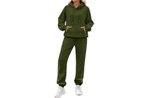 Yuson Girl Tuta Donna Invernale Completa Sportiva 2 Pezzi Tute Casa Cotone Completo Palestra Felpata Tuta Ginnastica in Pile Vello Foderato Felpa Cappuccio e Pantaloni