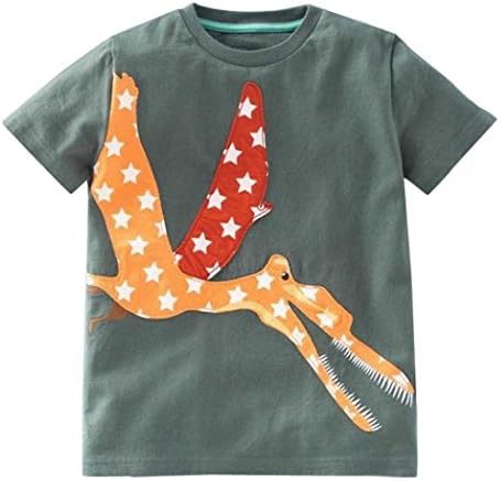 Summer Toddler Boys T-Shirt, Kids Short Sleeve Letter Pattern Tops Fashion Boy Shirts Tee for 12m-5T (Army Green, 100)