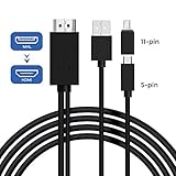【Definición HD 1080P】: El adaptador micro USB a HDMI soporta resoluciones de vídeo de hasta 1080p (Full HD) y una transmisión de audio sin problemas para los canales digitales 7.1, 5.1 o 2 no comprimidos. Conecta el puerto micro USB hembra al ordenador o al adaptador de corriente para la carga y alimentación mediante un cable micro USB a USB M/M.