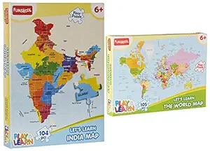Funskool Play & Learn India Map Puzzles + Play & Learn World Map Puzzles