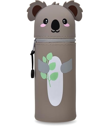 Astuccio Kawaii 2-in-1 In Silicone Morbido | Portapenne Da Tavolo A Tema Koala | Con Portachiavi E Confezione Regalo
