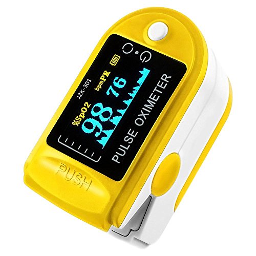 niceEshop(TM) Oxymètre de Pouls de Bout de Doigt, SpO2 (saturation en Oxygène Dans le Sang) Moniteur de Fréquence Cardiaqu avec écran OLED ( Jaune)
