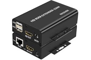 XYKJOBC 150M HDMI KVM Extender over Cat5e Cat6 1080P HDMI USB KVM 150M Extender Transmit with Loop out Support USB Keyboard Mouse Extension