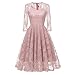Produktbild  JUSTSELL 1950er Kleider für Damen Herbst,Frauen 50er Vintage Retro Kleider Blumen Spitze Abendkleid Lange Ärmel Cocktailkleid Reißverschluss Brautjungfer Hochze Kleider