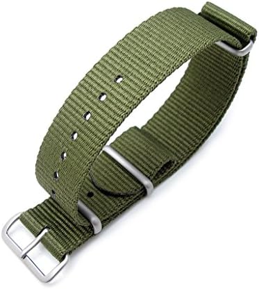 MiLTAT 21mm G10 NATO watch band, ballistic nylon, brushed hardware, forest green