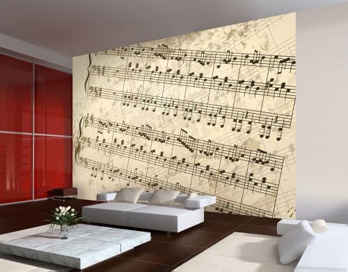 wandmotiv24 Non-Woven Wallpaper Sheet Music - Hobby Größe: 400 x 280 cm Wall-Mounted Wallpaper, Mural, Motivational Wallpaper, Non-Woven Wallpapers VT180