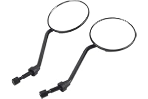 KIMISS Uniwersalne 8 mm czarne okrągłe plastikowe lusterko wsteczne, 2 szt. 8 mm/0,3 cala lusterko wsteczne uniwersalne retro okrągłe lusterka boczne do motocykla elektrycznego skutera