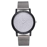 Armbanduhr Damen Ronamick Frauen glänzende Quarz Lederband Uhr Mond Zeiger Analoge Armbanduhr Uhr Uhren(WH)