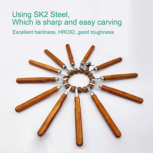 LIVEHITOP 12 PCS Meißel Schnitzmesser Set, Holzschnitzwerkzeug Stechbeitel Schnitzen Wood Carving Messer Werkzeug für Holz Skulptur Griff Wax DIY Craft (12 Stück) - 5
