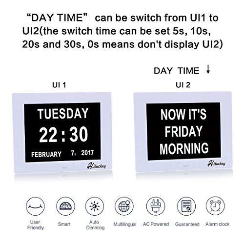Digitaluhr Kalender Tag Uhr mit extra großer Schrift für Kinder, Senioren, Sehschwache und Alzheimer Patienten - 2