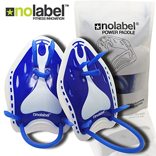 Palas para Nadar - Palas de Entrenamiento de Poder Pro-Series Son una Gran Ayuda de Entrenamiento de Natación para Mejorar el Posicionamiento de la Brazada - Aumentar la Resistencia Mientras Mejora la Técnica de Brazada - fabricados por No Label (Azul / Blanco)