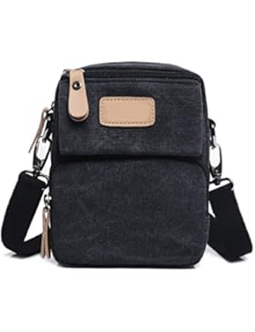 Männer Jahrgang Leinwand Schulter Aktentasche Messenger Tote Sling College Tasche,C-15cm*7cm*19cm