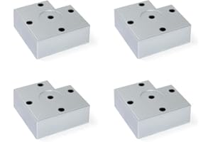 Emuca - Gambe per mobili, piedi per mobile in plastica colore grigio metallizzato, Set di 4 piedini di altezza 30mm
