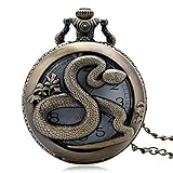 Herren Taschenuhr, Steampunk Sternzeichen Schlange Hohl Taschenuhr Kette Halskette Anhänger, Geschenke für Männer