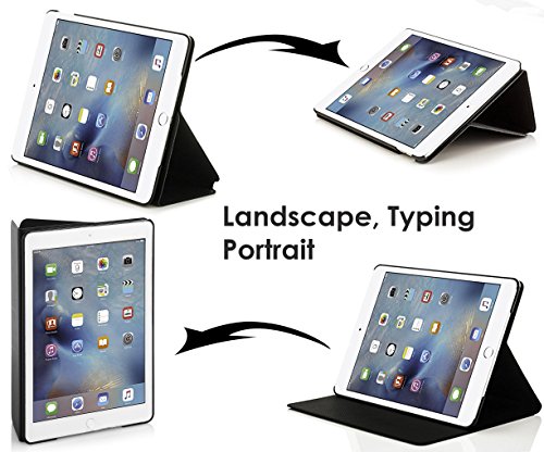 Forefront Cases® Neue Leder Hülle / Tasche / Case / Cover für Apple iPad Air 2 / 2nd Generation (Oktober 2014) – Rundum-Geräteschutz und intelligente Auto-Sleep-Wake-Funktion mit 3-JAHRES-GARANTIE VON FOREFRONT CASES - 3