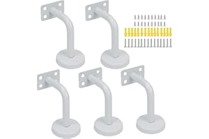 KMERCE Lot 5 Supports de Main-Courante d'Escalier Blanc, Supports de Rampe d'Escalier en Acier Inoxydable, 60x80 mm, pour Rampes d'Escalier, Appui ou Balustrade Intérieure et Extérieure (joint plat)