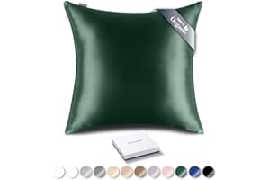 RENESSY Bio Seide Kissenbezug 80x80 cm - 100% Bio-Maulbeerseide, 22 Momme, Natürlich Hypoallergen, Fördert Haar- und Hautgesundheit, 1 Stück (Dunkelgrün)