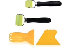 DIYCUT 2 Pièces Rouleau de Pression à Main, Lnsonorisant Voiture Rouleau, Rouleau Pression Silicone, avec 6 Lames Racloirs, Outil de Réparation, pour Calfeutrage, Carrosserie et Laminage Joints