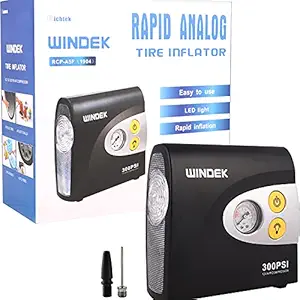 WINDEK 1904 Analog Tyre Inflator with Compact Design, Fast Inflation Air Pump for All Car, Heavy Duty Vehicle & Bike with LED Light, Universal