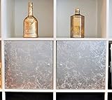  Ikea Kallax/Expedit Regaleinsatz mit Tür, mit Blattmetall gestaltet - silber/gold/kupfer