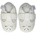 Soft Leather Baby Shoes with Suede Soles by Dotty Fish. White Mary-Jane Sandal Design Girls 6-12 Months