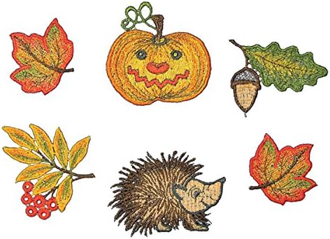 Plauner Spitze Pumkin/Hedgehog and Leafs Christmas Tree Hanger Decoration, Set of 6