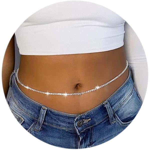 Catena per il Corpo con Strass, Gioiello Sexy per Bikini con Diamanti per Donne