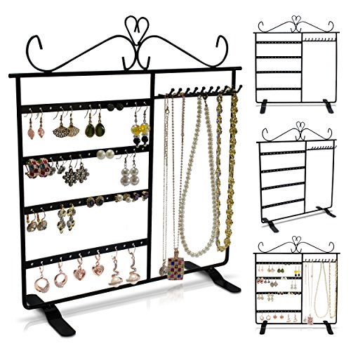 VENKON – Design Schmuckständer Ohrringhalter Kettenhalter Schmuckorganizer aus Metall – schwarz – 34 x 32 cm - 7