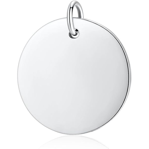 Amberta Pendentif Minimaliste En Argent Sterling 925 Pour Femme - Disque Rond Gravable