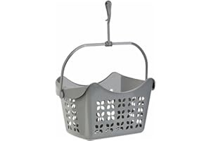 ‎ENGELLAND Engelland - 1 x Wäscheklammern-Korb, Hängekorb, mit Griff und Haken zum Auf-Hängen, PP-Kunststoff, L 24 x B 14,5 x H 13 cm, Farbe: Grau