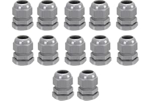 Pack of 12 Black 20mm Nylon Cable Glands, Suitable for 6-12mm, M20 Thread IP68 Gland Connectors - AVARTEK (Grey)