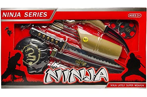 Katana KINDER NINJA Samurai Schwert Kostüm Säbel Dolch Messer XXL Set Maske Bogen Pfeile - 5