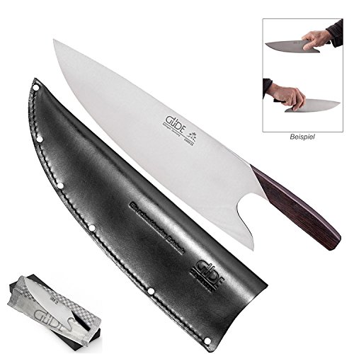 Güde Kochmesser 26 cm Präsentset The Knife GRENADILL - mit Grenadill Savannenholz Griff + passender Lederscheide