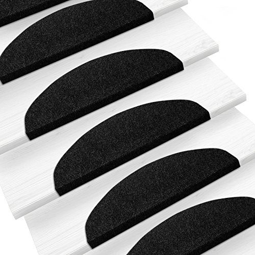 casa pura® Textilfaser – Stufenmatten für attraktive & sichere Treppenstufen | 15 Stück | anthrazit - 2
