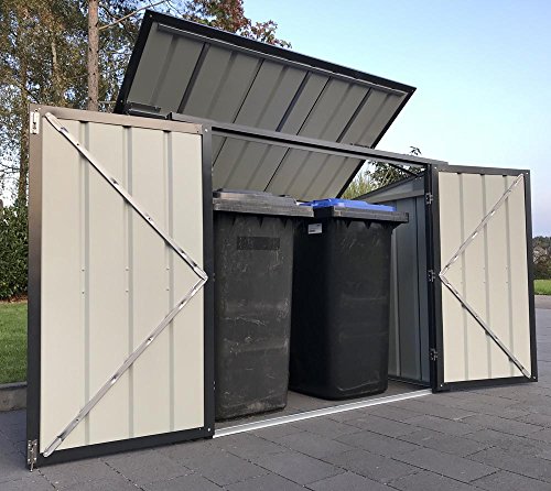 Globel Industries Metallgerätebox und Mülltonnenbox 7×3 Anthrazit // 236x101x132 cm (BxTxH) // Aufbewahrungsbox und Gartengerätebox - 3